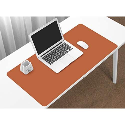 BOONA Desk Mat/Mouse Pad Protector-23.6x11.8 Multifunctional Ultra Thin Waterproof PU Leather Writing Pad for Office Laptop, Gaming Computer and Travel(60cmx30cm Double Side with Brown +Silvery)