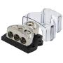 RKURCK 3 Way Power Distribution Block, 0/2/4 AWG Gauge in, 4/8/10 Gauge Out, Car Audio Stereo Amp Distribution Connecting Block for Audio Splitter (1x0GA+3x4GA)
