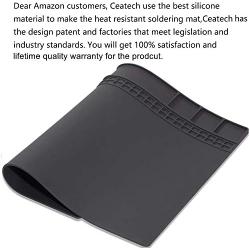 Soldering Mat Heat Resistant 932°F Magnetic Silicone Electronic Repair Mat for Cellphone, Laptop, Computer, Heat Insulation Pad for Soldering Iron Station15.9” x 12” (Grey)