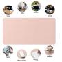 HOMECAS Desk Pad,Office Desk Mat Blotter,31.5'' x 15.7'' Upgraded PU Leather Desk Protector Cover Large Mouse Pad, Waterproof Writing Mat for Office/Home/Computer,Dual Use (Pink & Silver)