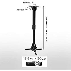 Duronic Projector Mount PB04XL | Bracket Fixing for Ceiling or Wall | 30lbs Capacity | Universal | Heavy Duty | Fittings Included | Rotate 360 °, Swivel 180 °, Tilt 180° for Easy Projection Set-up