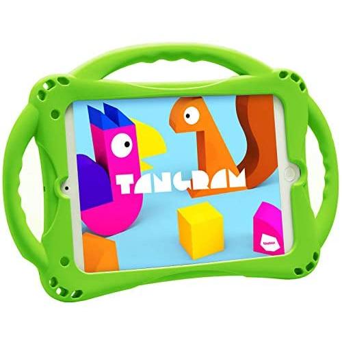 TopEsct Kids Case for iPad Mini 5 4 3 2 1,Silicone Childproof for All Kinds of iPad Mini, Built-in Handle Stand, Comes with a Strap. (Green)