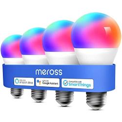 Smart Light Bulb, meross Smart WiFi LED Bulbs Works with Alexa, Google Home, Dimmable E26 Multicolor 2700K-6500K RGB, 810 Lumens 60W Equivalent, No Hub Required (4)