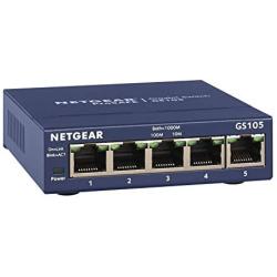 NETGEAR 5-Port Gigabit Ethernet Unmanaged Switch (GS105NA) - Desktop, and ProSAFE Limited Lifetime Protection