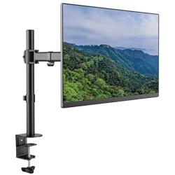 Rocelco Premium Desk Computer Monitor Mount - VESA Pattern Fits 13'' - 32'' LED LCD Single Flat Screen - Double Articulated Full Motion Adjustable Arm - Grommet and C Clamp - Black (R DM1)