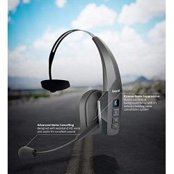 BlueParrott B350-XT BPB-35020 Noise Canceling Bluetooth Headset with 300-FT Wireless Range for iOS and Android Bundle with Blucoil Headphones Carrying Case, and Replacement Ear Pads