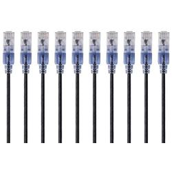 Monoprice - 115157 SlimRun Cat6A Ethernet Patch Cable - Snagless RJ45 UTP Pure Bare Copper Wire 10G 30AWG 5ft Black 10-Pack