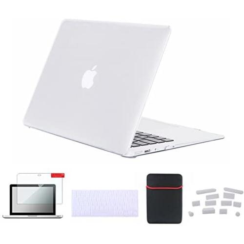 Se7enline MacBook Air Case A1465 A1370 Soft Touch Plastic Hard Shell Cover for MacBook Air 11 inch with Accessories Sleeve Bag, Keyboard Cover, Screen Protector, Dust Plug, Crystal Transparent