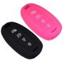 Lcyam Key Fob Cover Silicone Protection Case Remote Holder Fits for 2019 2020 Hyundai Kona Santa Fe Veloster Sonata Keyless Smart Key 4 Button (Black Rose)