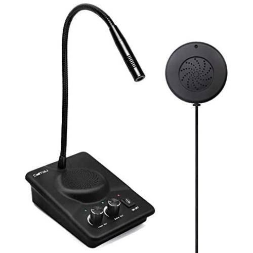CallToU Window Speaker Intercom System,Dual Way Anti-Interference Intercommunication Microphone Talk Through Glass Window,for Business,Bank,Office,Hospital,Counter,Store,Station,School and More