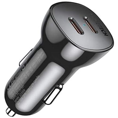 USB C Car Charger, CHOETECH 36W Dual Fast PD 3.0 Port Mini Type C Car Charger Adapter Compatible with iPhone 12/12 Pro Max/12 Mini/11/11 Pro Max/X/SE, Galaxy Note20/S20/S10, iPad Pro, Airpods Pro