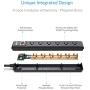 BESTEK 6-Outlet 6 Feet Extension Cord Power Strip 15A 1875W Surge Protector Desktop Charging Station, 200Joules, Right Angle Flat Plug, Ultra-Compact Wide Spaced Multi Outlets Plugs Sockets, Black