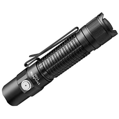 ThruNite TT20 2526 Lumens USB C Rechargeable Dual-Switch Handheld Tactical Flashlights with 258 Meters Beam Distance, Powered by 5000mAh 21700 Battery - Black CW