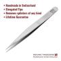 Regine Switzerland Splinter Tweezer - Handmade in Switzerland - Professional Precision Pointed Tweezer for Ingrown Hair, Splinter and Glass Removal - Stainless Steel