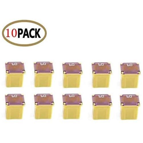 10 Pc Automotive LOW PROFILE JCASE Fuse 60 Amp Fuse Kit for Ford, Chevy/GM, Nissan, and Toyota Pickup Trucks, Cars and SUVs