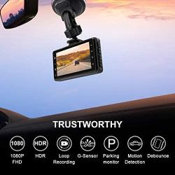 Dash Cam, 3 Inch 1080P FHD Dvr Car Driving Recorder, 170 Wide Angle Dash Camera with Loop Recording, G-Sensor, Parking Monitor, Motion Detection [GRC]