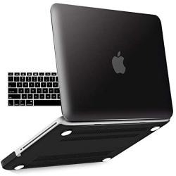 IBENZER MacBook Pro 13 Inch case A1278 Release 2012-2008, Plastic Hard Shell Case with Keyboard Cover for Apple Old Version Mac Pro 13 with CD-ROM, Black, P13BK+ 1