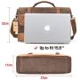 Mens Messenger Bag 15.6 Inch Waterproof Vintage Genuine Leather Waxed Canvas Briefcase Large Satchel Shoulder Bag Rugged Leather Computer Laptop Book Bag Brown