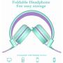 Elecder i37 Kids Headphones Children Girls Boys Teens Foldable Adjustable On Ear Headphones 3.5mm Jack Compatible Cellphones Computer MP3/4 Kindle School Tablet Green/Purple