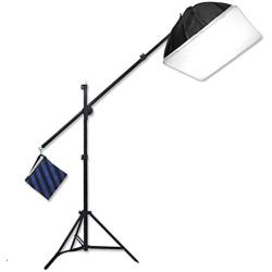 StudioFX H9004SB2 2400 Watt Large Photography Softbox Continuous Photo Lighting Kit 16'' x 24'' + Boom Arm Hairlight with Sandbag H9004SB2 by Kaezi