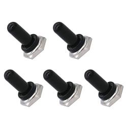 mxuteuk 5pcs Black 12mm Rubber Rocker Toggle Switch Knob Hat Waterproof Boot Cover Cap Ten-MZ-BK