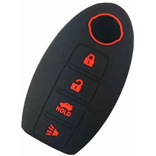 Coolbestda Black Silicone Key Fob Skin Jacket Cover Case Remote Keyless Entry Protector for Nissan Maxima Altima Gt-r Sentra Murano 4Buttons