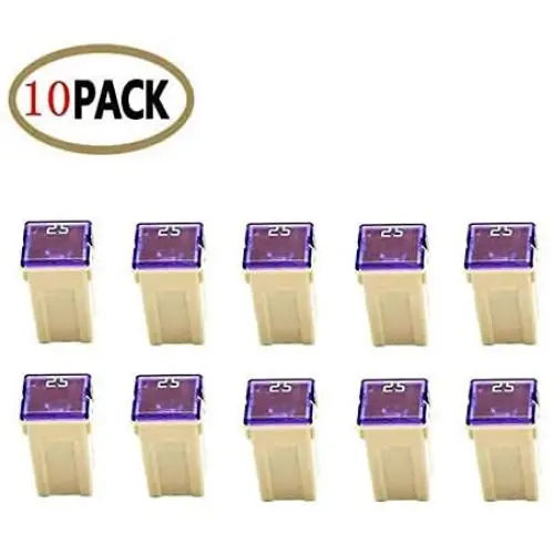 10 Pc Automotive TALL/STANDARD PROFILE JCASE Fuse 25 Amp Fuse Kit for Ford, Chevy/GM, Nissan, and Toyota Pickup Trucks, Cars and SUVs