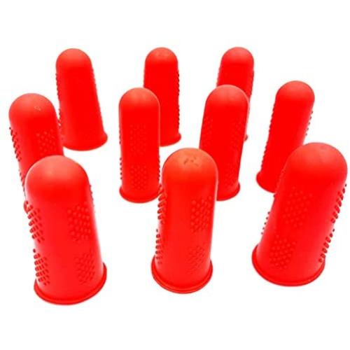 Silicone Finger Protectors,JDWG 10 pcs Finger Covers Finger Cots, Hot Glue Gun Finger Caps, Finger Sleeves,Great for Trigger Finger/Finger Cracking/Finger Arthritis/Finger Callus. (Red)
