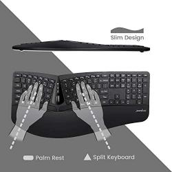 Perixx Periduo-605, Wireless Ergonomic Split Keyboard and Vertical Mouse Combo, Adjustable Palm Rest and Membrane Low Profile Keys, Black, US English Layout (11633)
