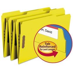 Smead 17940 Folders Two Fasteners 1/3 Cut Assorted Top Tab Legal Yellow 50/Box