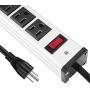 16 Outlets Heavy Duty Metal Socket Power Strip,Oviitech 15-Foot Long Extension Cord with Circuit Breaker. Mounting Brackets Included,Workshop/Industrial use, ETL Certified，Black