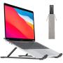 Portable Laptop Stand for Desk - OMOTON LA02 Adjustable Foldable Aluminum Laptop Hoder Riser, Compatible with MacBook Air, MacBook Pro, HP, Dell, Lenovo and More (Up to 15.6 ), Black