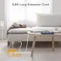 9.8 Ft Long Extension Cord Surge Protector, JACKYLED 15A Power Strip Flat Plug 6 Outlets 3.1A 4 USB Ports Fast Charging, Fireproof Electric Outlet Desktop Charger for Home Office Kitchen, Blue White