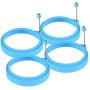 Emoly Silicone Egg Ring, 100% Food Grade Egg Cooking Rings, Egg Rings Non Stick, Egg Cooking Rings, Perfect Fried Egg Mold or Pancake Rings (New, 4pcs, Blue)