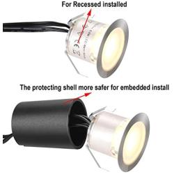Recessed LED Deck Light Kits with Protecting Shellφ32mm,10Pack SMY In Ground Outdoor LED Landscape Lighting IP67 Waterproof, 12V Low Voltage for Garden,Yard Steps,Stair,Patio,Floor,Kitchen Decoration