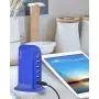 Aduro 40W 6-Port USB Desktop Charging Station Hub Wall Charger for iPhone iPad Tablets Smartphones with Smart Flow (Blue)