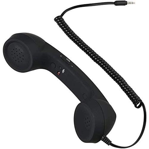 CellCase Vintage Retro 3.5mm Telephone Handset Cell Phone Receiver Mic Microphone Speaker for iPhone iPad Mobile Phones Cellphone Smartphone (Black)