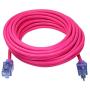 Clear Power 50 ft Heavy Duty Extreme Cold Weather Outdoor Extension Cord 12/3 SJTW -50°C, Lighted Connector, Water & Weather Resistant, Flame Retardant, Pink, 3 Prong Grounded Plug, CP10103