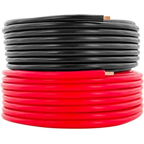 16 AWG (True American Wire Ga) CCA Copper Clad Aluminum Primary Wire. 25 ft Red & 25 ft Black Bundle. For Car Audio Speaker Amplifier Remote Hook up Trailer wiring (Also Available in 14 & 18 Gauge)