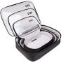 BUBM 3pcs Multi-Functional (S/M/L in One) Electronic Organizer Travel Gadgets Bag for Cables, External Flash Drive, Mouse, Memory Card, Power Bank - Clear