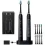 Sonic Toothbrush Double Set with Dual Charging Base and 8 Brush-Heads 5 Modes Smart Auto Timer
