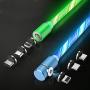 Crozziz Flowing LED Magnetic Charging Cable.3 in 1 Cable(2 Packs,5 ft) Blue+Green