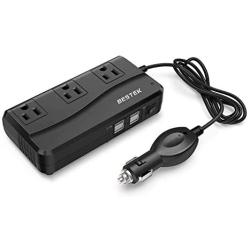 BESTEK 200W Power Inverter DC 12V to 110V AC Inverter with 4.2A 4-Port USB Car Adapter (Black)