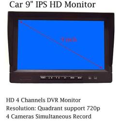 9'' AHD Truck Parking Backup System & Built-in DVR Surveillance IPS Screen 4 Cameras 4-Channel Separate 720P HD Recording for Truck Bus Trailer Motorhome 12V-24V No-Light Night Vision 4-PIN Shockproof