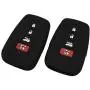 Lcyam 2Pcs Black Soft Material Silicone 4 Buttons Key Fob Cover Case Fits for 2019 2020 2021 Toyota RAV4 XLE Camry Hybrid XSE Corolla Avalon Smart Key