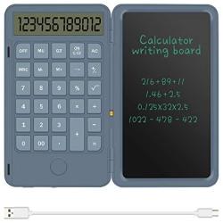 Basic Calculator Notepad with 6.5 Inch LCD Writing Tablet, Rechargeable, Lock Button and E-Pen,12 Digit Display, Also Inkless Drawing/Memo Pads/Planning Boards, Hand-held for Daily and Basic Office
