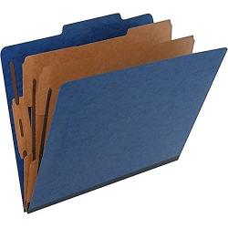 Pendaflex 1257BL Six-Section Colored Classification Folders, Letter, 2/5 Tab, Blue, 10/Box