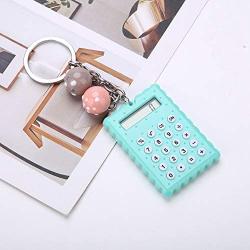 Serounder Mini Calculator, Portable Pocket Candy Color PVC 8 Digits Electronic Calculator with Silicone Buttons and Keychain Buckle for Children Students(Green)