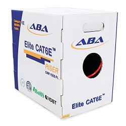 Cat6 CMR Riser (CAT6e) Ethernet Cable 1000ft, 24AWG, Solid Bare Copper Wire, 600MHz, w/Spline(Noise Reducing Cross Separator), UL Certified, Bulk LAN Cable - Red
