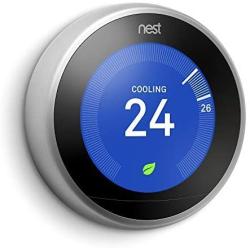 Google Nest Learning Thermostat - Programmable Smart Thermostat for Home - 3rd Generation Nest Thermostat - Works with Alexa - Stainless Steel